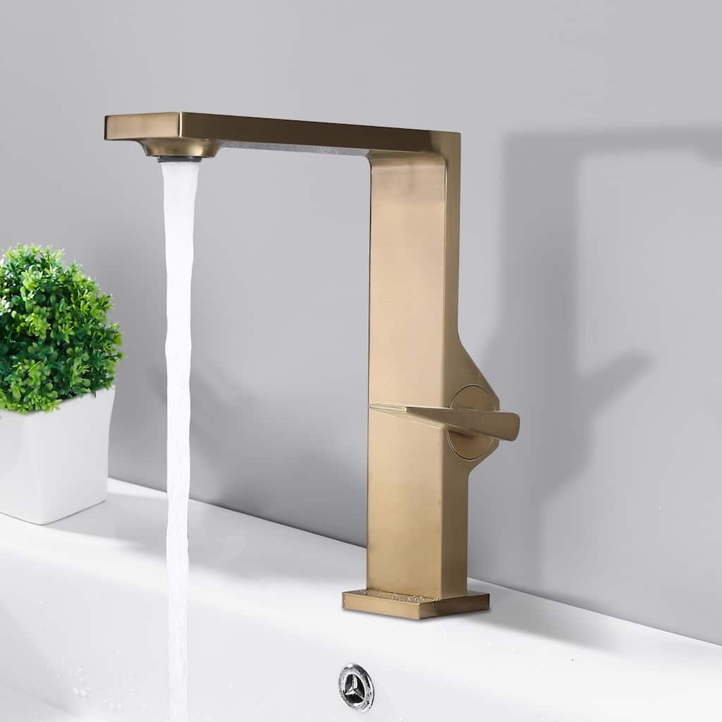 Single Hole Brushed Gold Bathroom Faucets