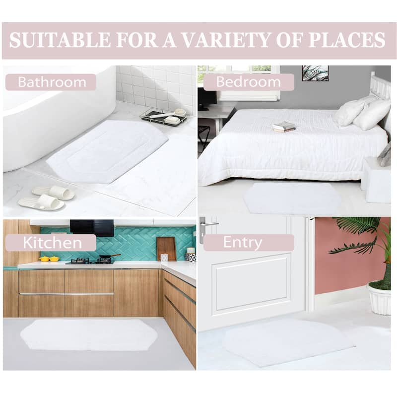 Waterford Collection 100% Cotton Non-Slip Bathroom Rug Set, Machine Washable Bath Rug, 5 Piece Bath Mat Set with Contour
