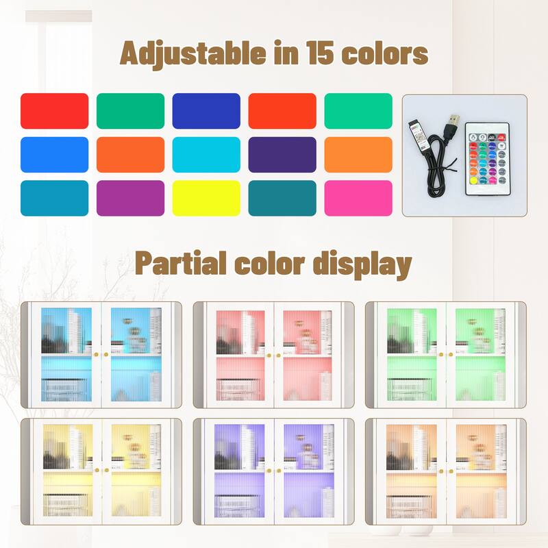 Anmytek Lighted Display Cabinet Pantry Storage with LED Dome Top Modern Home Decor