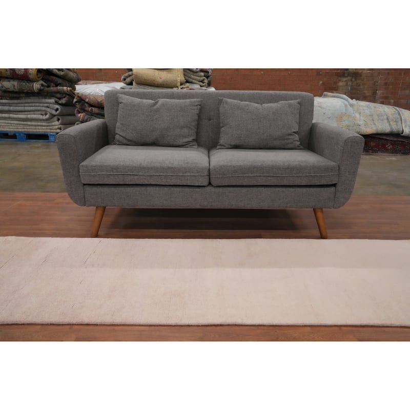 Hand Knotted Oriental 100% Wool Carpet Modern Solid Pink Gabbeh Runner Rug - 8' 0'' X 2' 7''