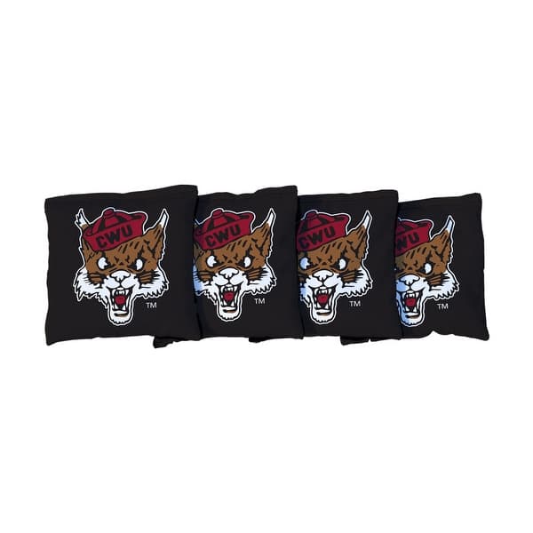 slide 2 of 3, College Vault Central Washinton Wildcats Black Cornhole Bags All-Weather Resin Filled
