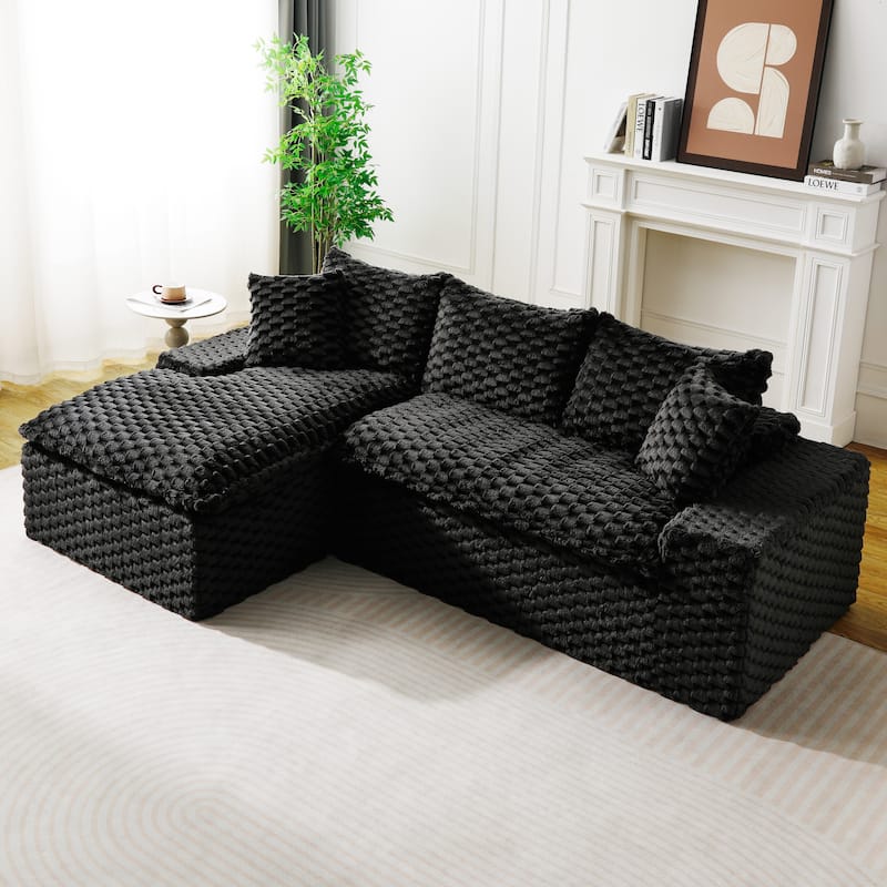 Modular Chaise Lounge Couch Convertible Multi Shape Sectional Sofa - Black