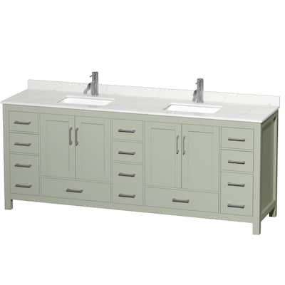 Sheffield 84-inch Double Vanity, Single Hole Quartz Top