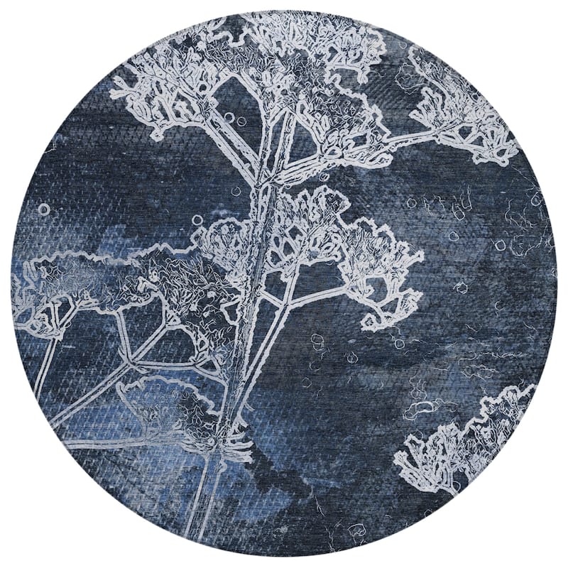 Machine Washable Indoor/ Outdoor Modern Floral Chantille Rug