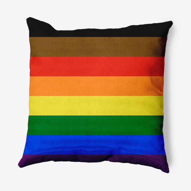 Pride Flag Outdoor Throw Pillow - 18" x 18" - Inclusive Pride
