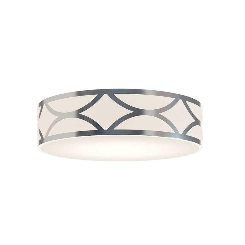 AFX LAKF24LAJUD Lake 24" Wide LED Flush Mount Drum Ceiling Fixture - Nickel / White