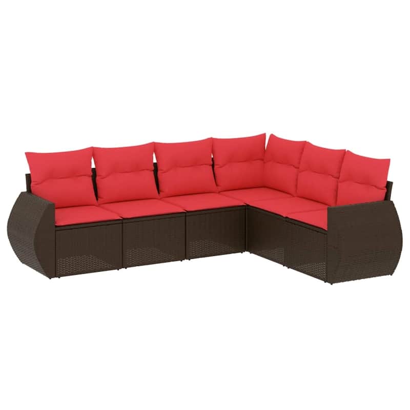vidaXL Patio Sofa Set with Cushions Outdoor Conversation Furniture Poly Rattan - 24.4 x 24.4 x 27.2