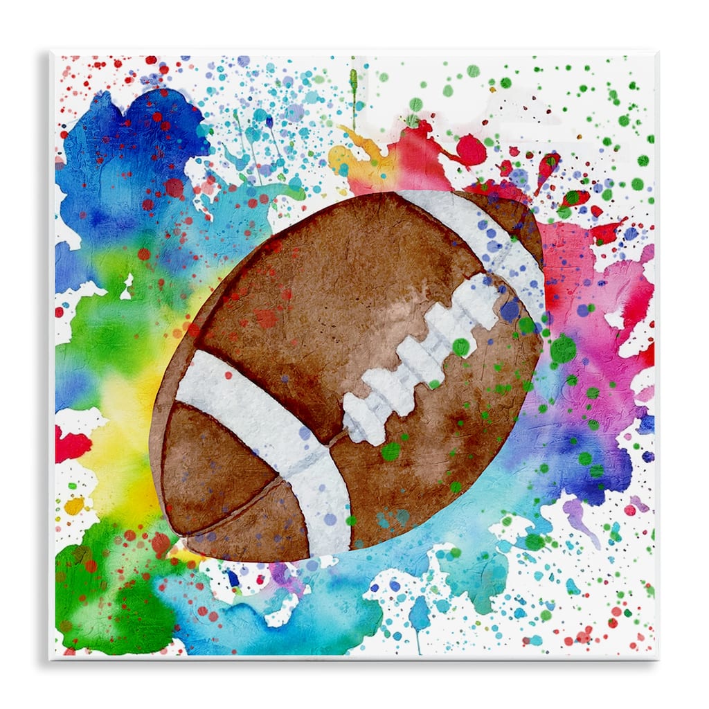 Stupell Vivid Splash & Football Wall Plaque Art Design By Kim Allen