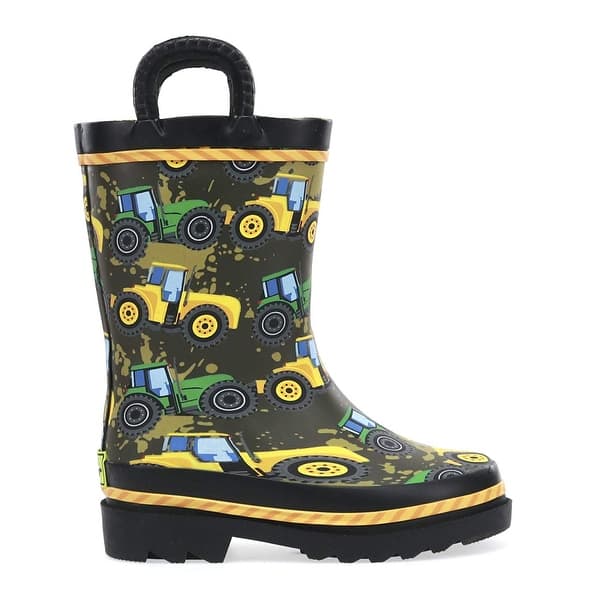 Western Chief Boys Waterproof Printed Rain Boot with Easy Pull On Handles