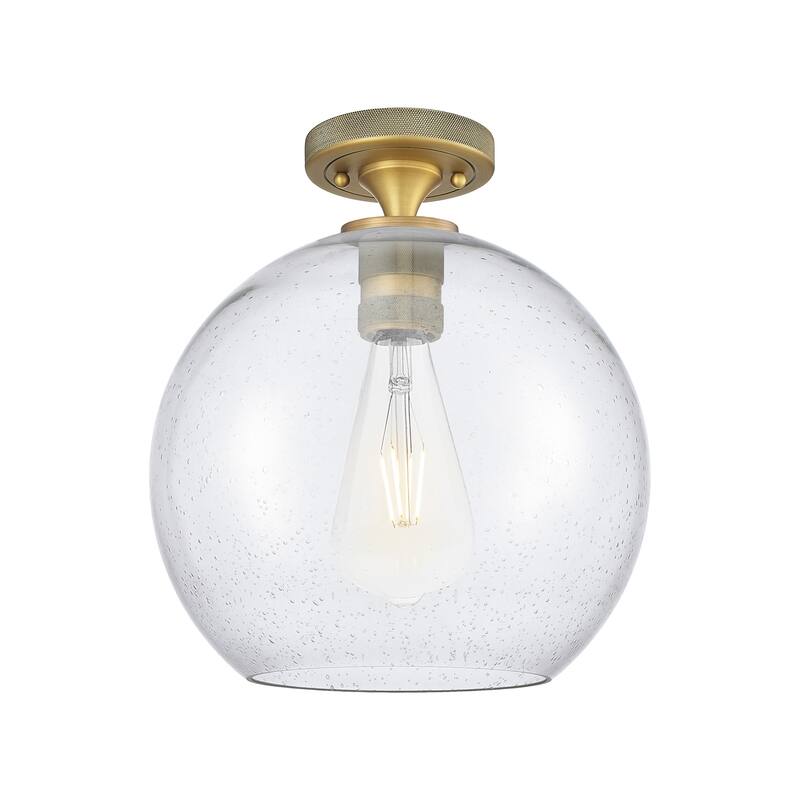 Innovations Lighting 434-1F-10-10 Crown Point Flush Mount Crown Point - Brushed Brass / Seedy