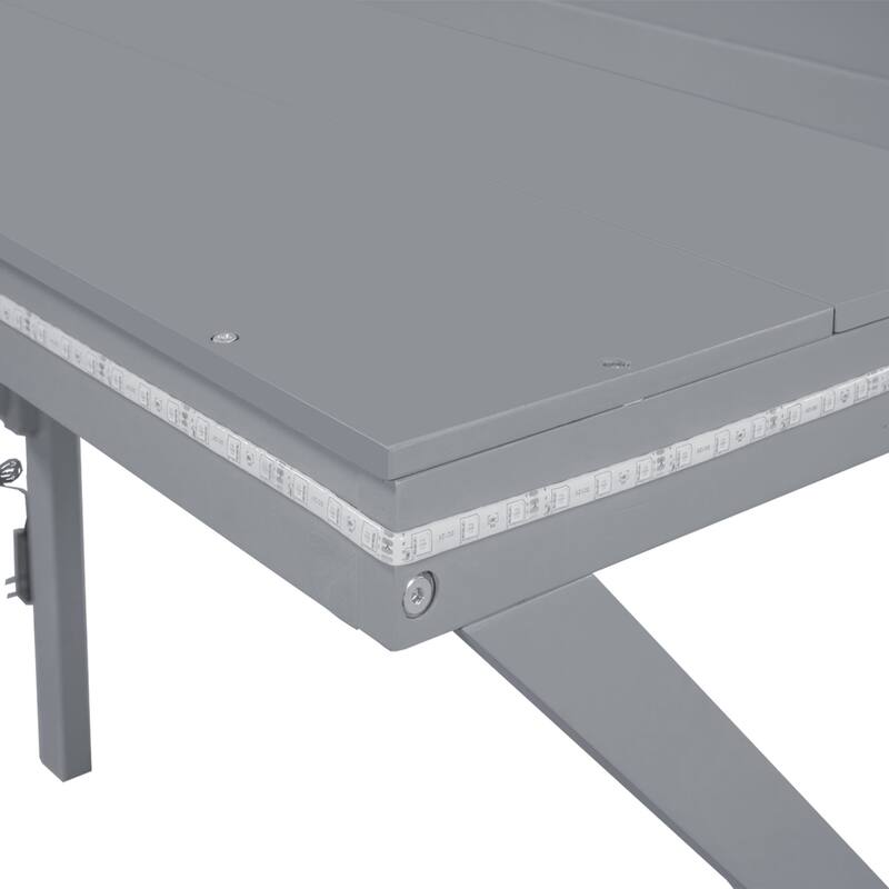 Roomfitters Wood Twin/Full Gaming Loft Bed with Desk and Lighting, Grey