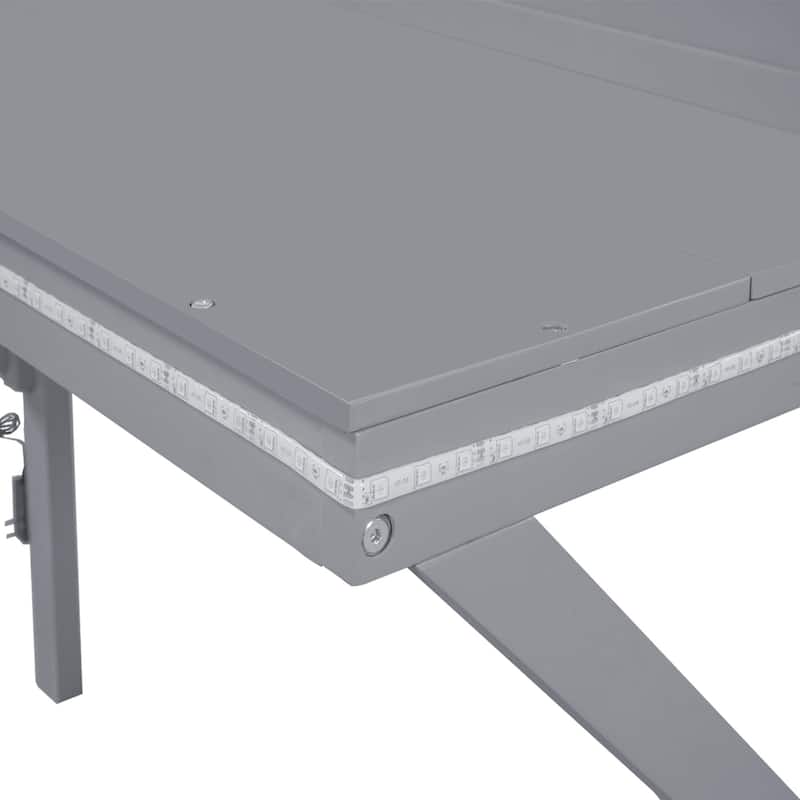 Twin Size Wood Gaming Loft Bed with LED Desk (250lb Capacity)