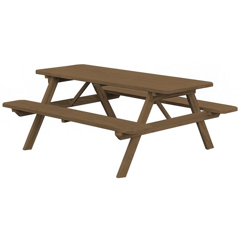 Pine 8' Picnic Table with Attached Benches - Mushroom Stain