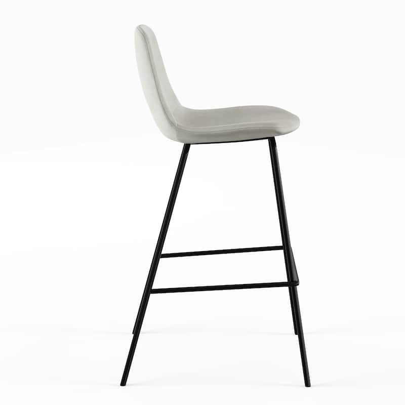 Maxine Velvet Counter Height Stools Black Legs (Set of 2)