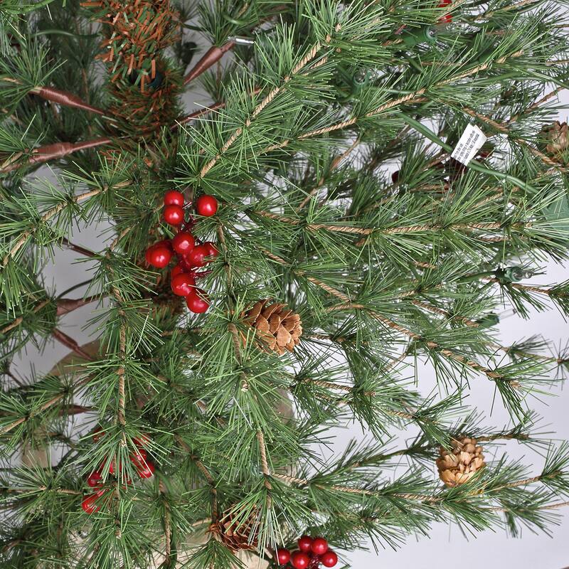 5 ft. Pre-Lit Artificial Christmas Tree with Resin Birch Pot