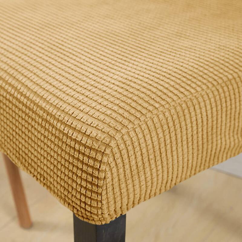 6 Piece Set - Beige Dining Kitchen Desk Chair Stretch Cover Protector Slipcover - 6 Piece Set