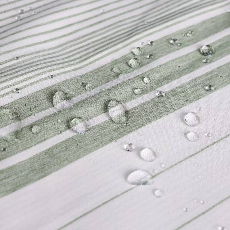 No Hooks Tassels Beach Stripe Shower Curtain with Snap-in Liner