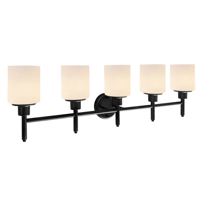 Aubrey Matte Black Dimmable 5-Light Vanity Light - Matte Black