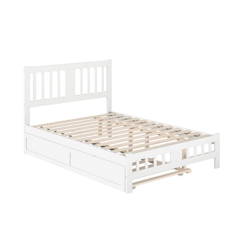 Tahoe Full Platform Bed with Matching Footboard & Twin Trundle in White