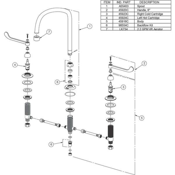 Elkay 1.5 GPM Deck Mounted Double Handle Utility Faucet with Metal