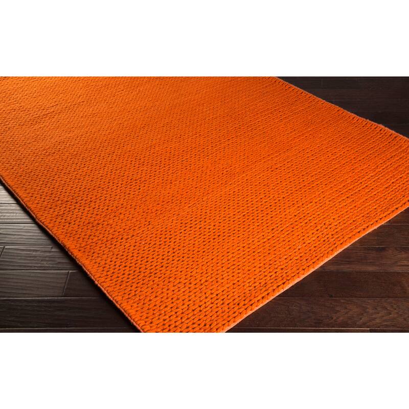 Hand Woven Yale Contemporary Solid Braided New Zealand Wool Area Rug
