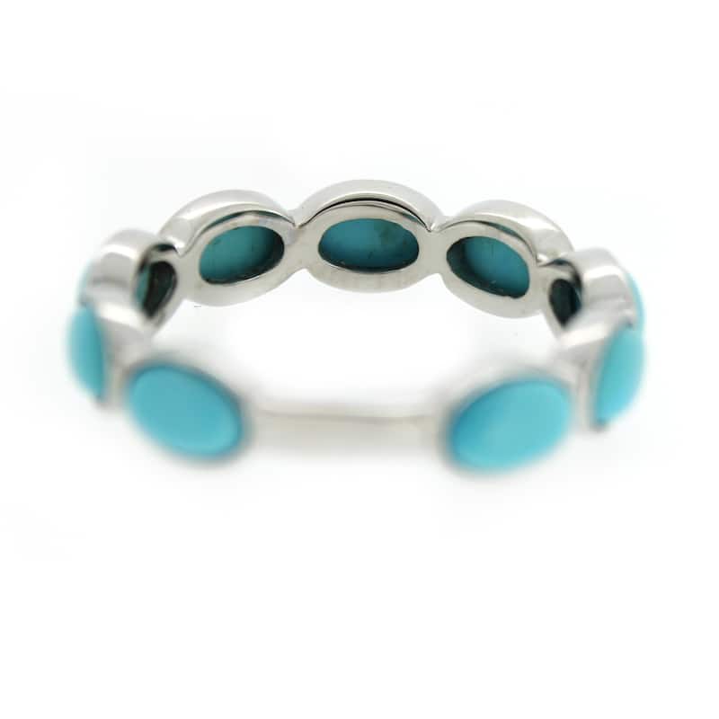 Campitos Turquoise Gemstone Ring, 925 Sterling Silver Band Ring