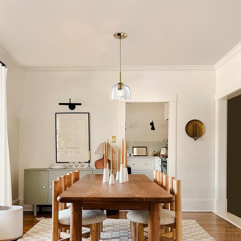 7.86” Hanging light gold pendant light glass dining room light - N/A