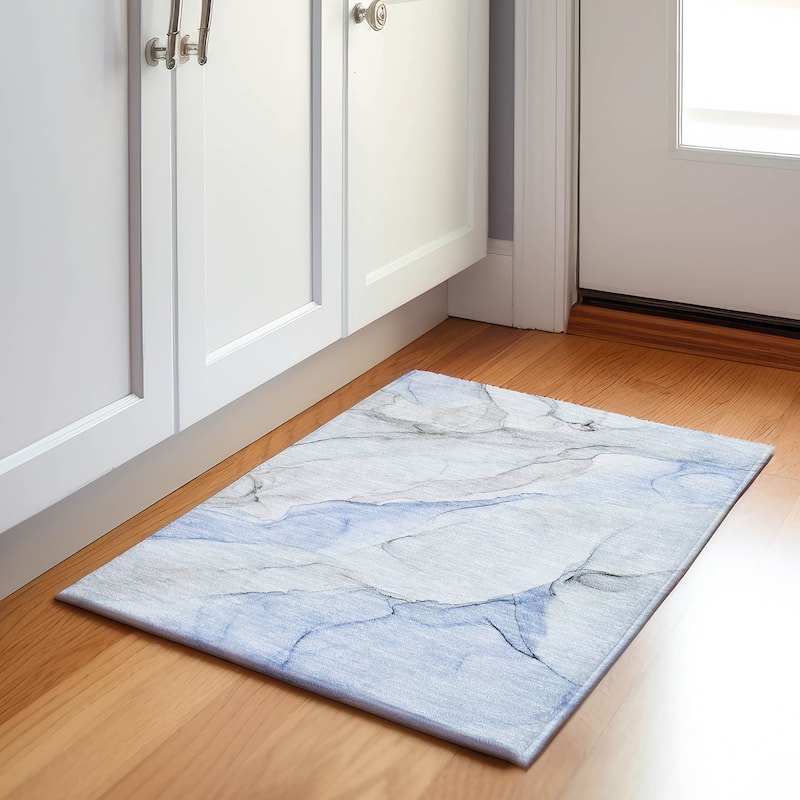 Premium Washable Super Soft Modern Watercolor Mayfield Rug - Blue - 1' 8" x 2' 6" - Rectangle