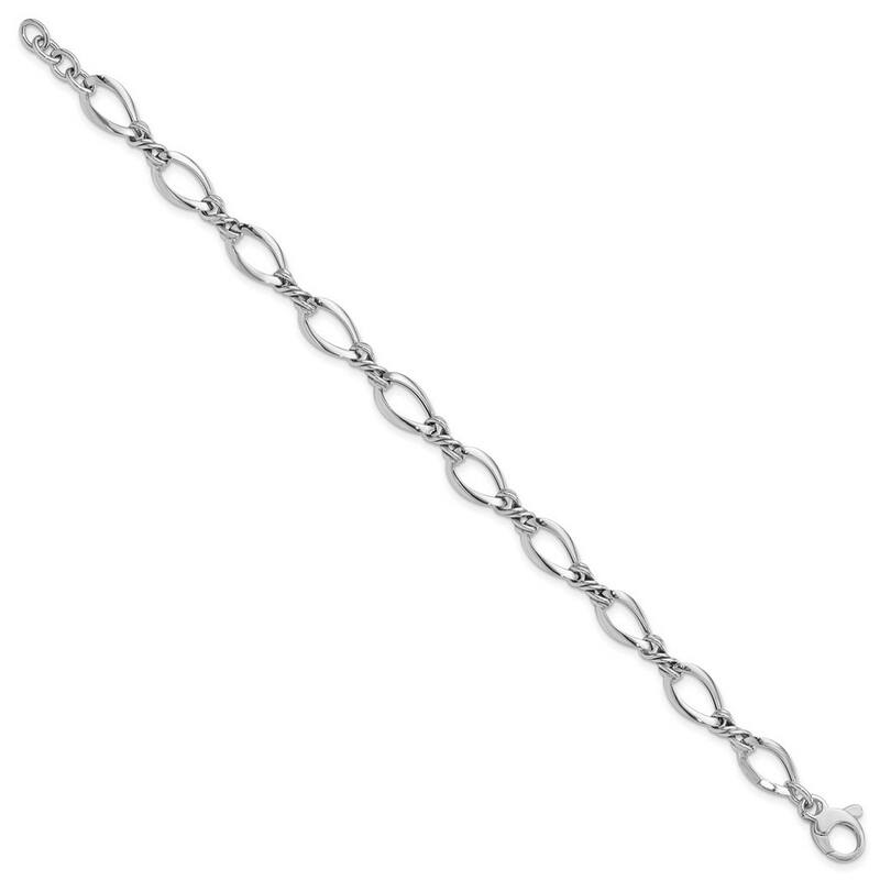 Curata 14k White Gold Italian 7.5" 8.8mm Fancy Link Bracelet