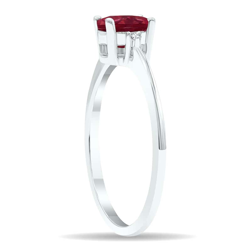 Women's Ruby and Diamond Classic Band in 10K White Gold