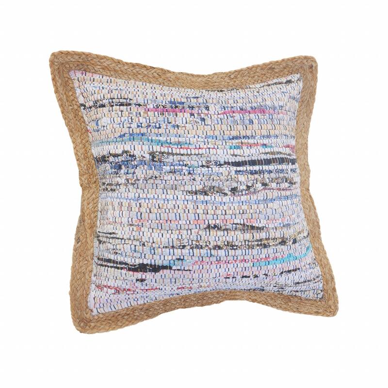 HomeRoots 20" X 20" Tan Pastel Blue And Pastel Yellow 100% Cotton Geometric Zippered Pillow
