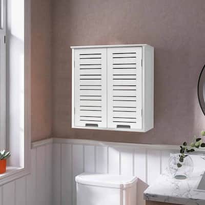 Miami White Wall-Mounted Bathroom Cabinet with Double Vented Doors - 20.50"L x 8.70"W x 21.70"H