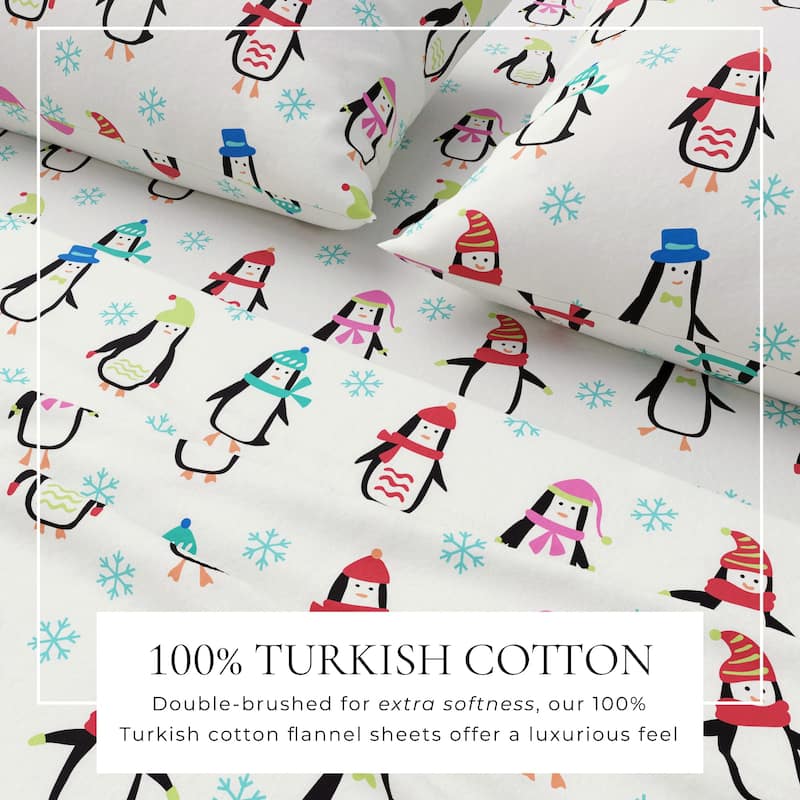 Linery & Co. Ultra-Soft Turkish Cotton Flannel Christmas Print Sheet Set