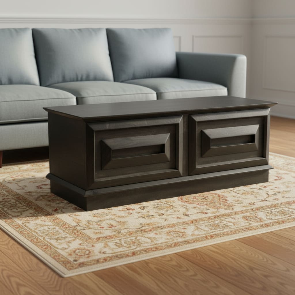 HomeRoots 52" Dark Brown Solid Wood Storage Ottoman