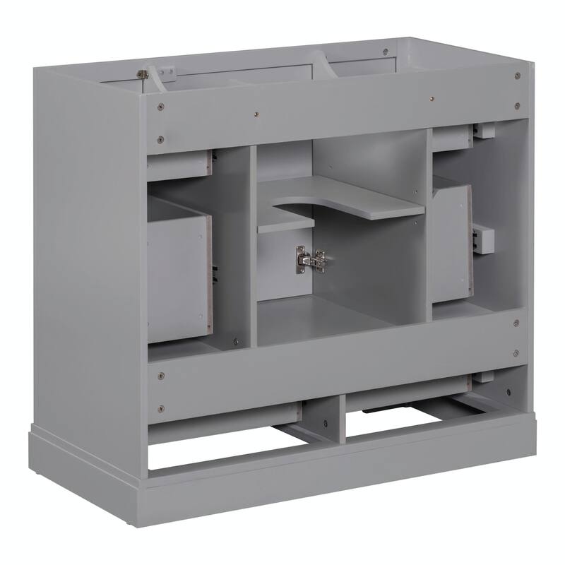 36" Bathroom Vanity with Sink Combo: Six Drawers, Multi-Functional Divider, Adjustable Shelf