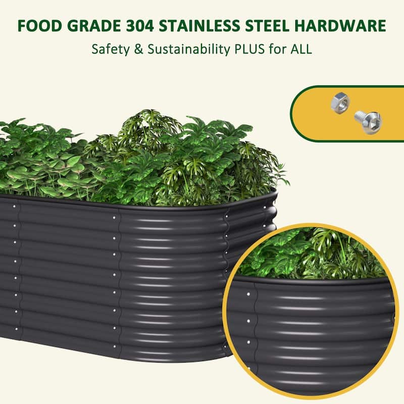 VEIKOUS 24''H Galvanized Steel Raised Garden Bed, Bottomless Design for Healthy Plant Growth