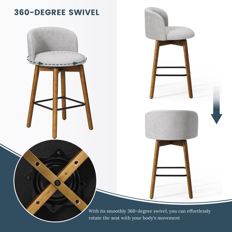 Stansberry 26 Inch Chenille Upholstered Swivel Counter Stool