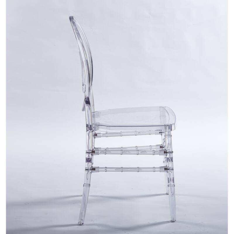 4 Piece Plastic Transparent Welding Chair Kitchen Dining Chair with Round Backrest for Restaurant Kitchen Living Room Bedroom