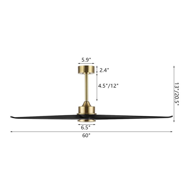 WINGBO 60" Solid Wood DC Motor Indoor Ceiling Fan with Remote Control