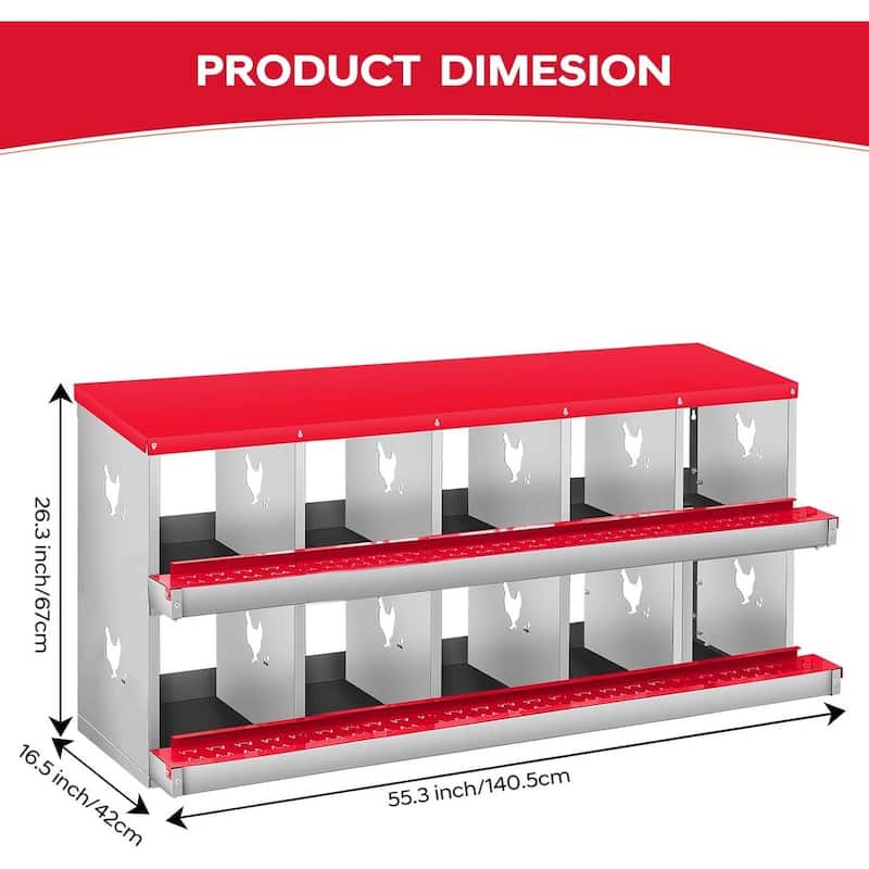 10 Compartment Nesting Box, Chicken Laying Box, Easy to Clean and Install