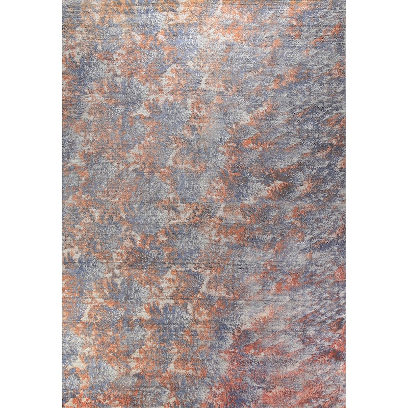 Modern Abstract Indian Large Rug Hand-Knotted Wool Carpet - 9'8"x 13'6"