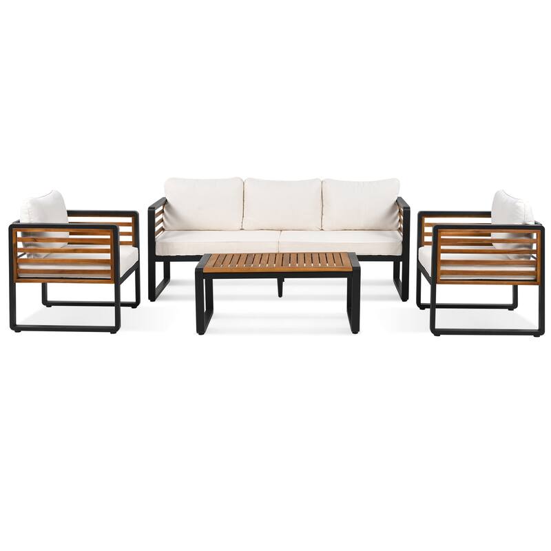 4 Pieces Outdoor Furniture Sofa for 5 Person Conversation Set