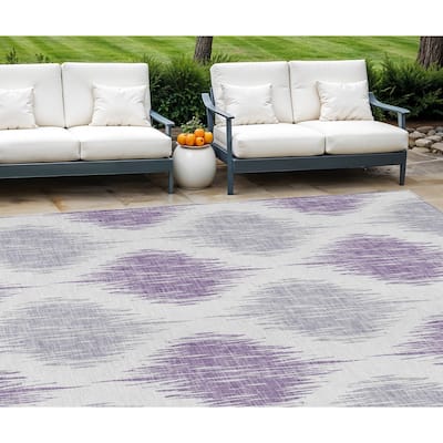 HomeRoots Ikat Transitional Rectangle Outdoor Rug
