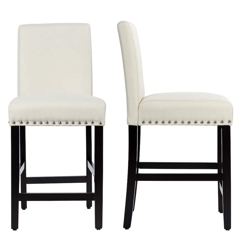Costway Set of 2 25'' Kitchen Breakfast Chairs Nailhead Bar Stools
