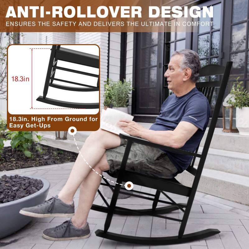 VEIKOUS 3-Piece Outdoor Rocking Chair Set with Folding Table for Patio and Porch