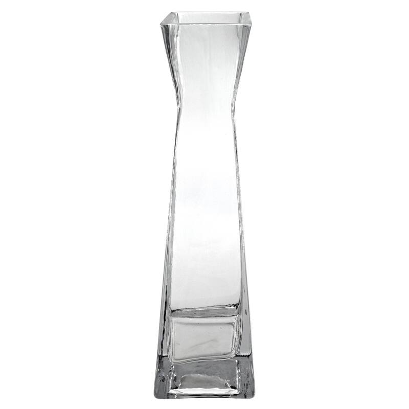 12 Inch Clear Glass Pyramid Shape Vase Suitable for Living Room or Entryways or Any Room