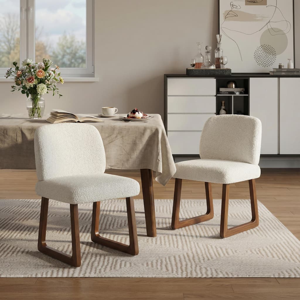 Christopher Knight Home - Modern Upholstered Dining Chair Set with Curved Wooden Legs