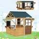preview thumbnail 3 of 6, Qaba Foldable Outdoor Playhouse, Wooden Kids Cottage with Windows, Working Door, Snack Bars, for Kids 3-8 Years