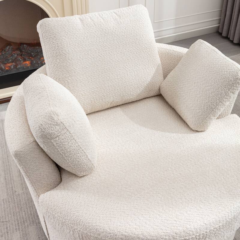 Oversize Round 360 Degrees Swivel Accent Chair with 3 Pillows