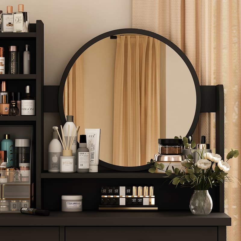 31.5" Wide Makeup Vanity Set with Stool and Mirror Dress Up Desk - 31.5"W